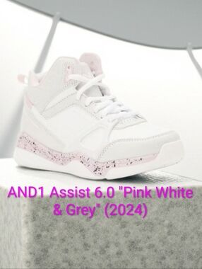AND1 Assist 6.0 "Pink White & Grey" Sneakers Girls 3.5 Boys 2Y NWT